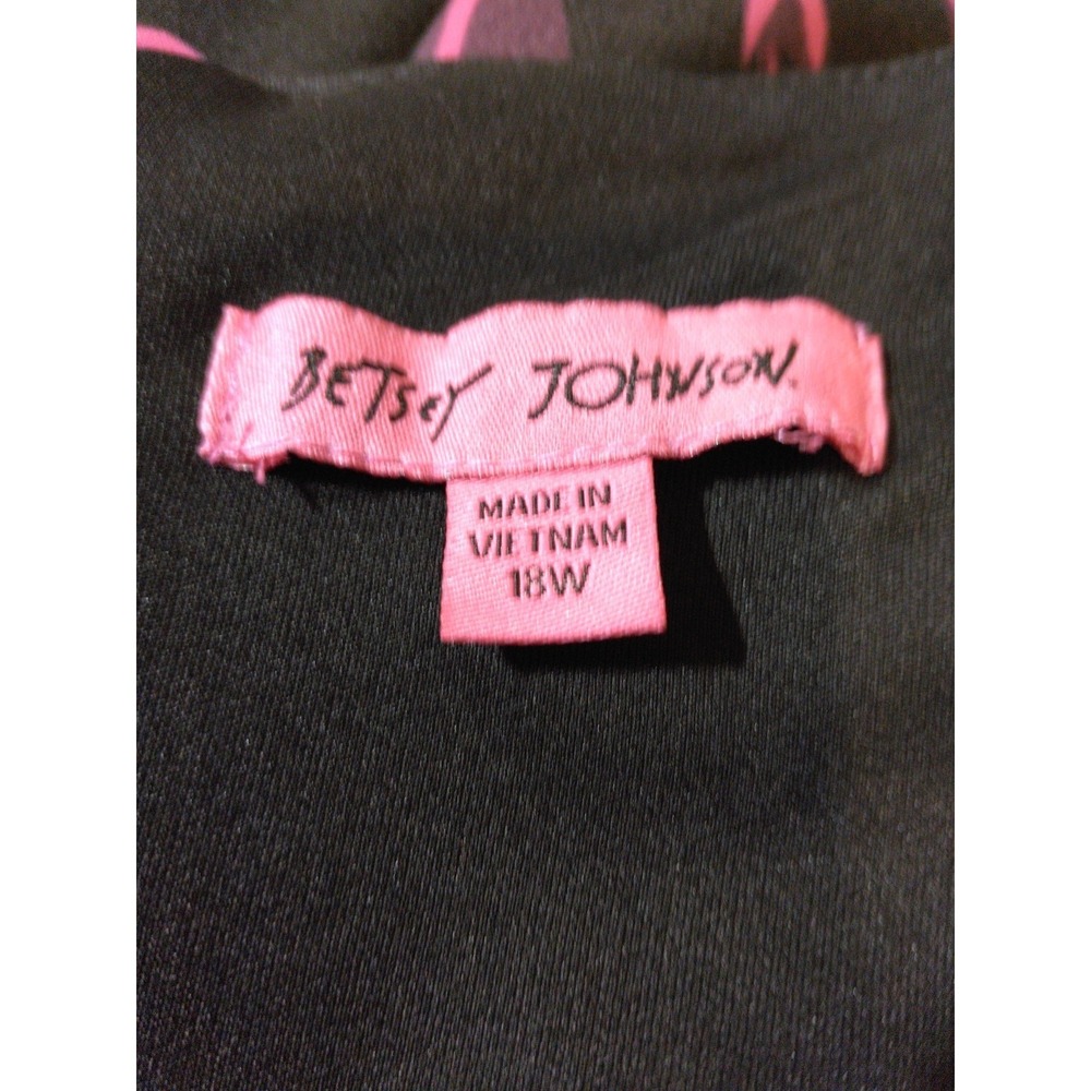 Betsey Johnson Floral Women's Sheath Dress Size 18 Black Retro Elegant Corporate - Picture 3 of 9